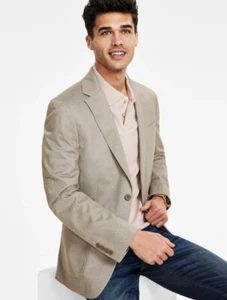 $295 BRAND NEW CALVIN KLEIN Mens Tan/Beige Stretch Blazer Sport Coat Suit Jacket - Picture 1 of 6