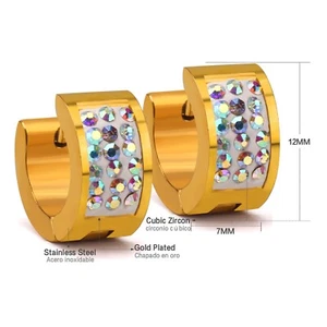 Small Chunky Barbara Hoop,Chunky Hoop,Cubic Zircona Chunky Hoop,Small Thick Hoop - Picture 1 of 2