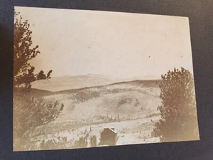 VINTAGE HOME IN FRONT OF THE HILLY ROCKEY MOUNTAINS PHOTO - Picture 1 of 4