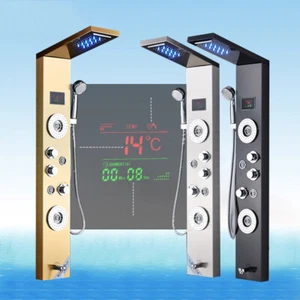 Duschpaneel Edelstahl Duscharmatur mit Massagedüsen Temperatur Anzeige - Bild 1 von 34