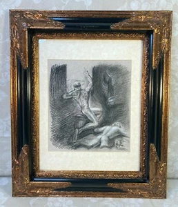 Scott Royston Drawing Copying Famous Master Artist Painting Framed & Matted 1996 - Picture 1 of 11