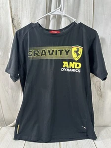 Scuderia Ferrari Mens Large Graphic Gravity AND Dynamics T shirt Black Yellow - Picture 1 of 17
