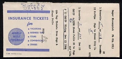 1965 Railroad Travel Agent Ticket Envelope w/ Itinerary Bloomquist* - Image 1 of 2