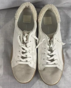 DOLCE VITA Zina White Leather Silver Black Sneaker Gum Shoe Sole Womens Size 9.5 - Picture 1 of 8