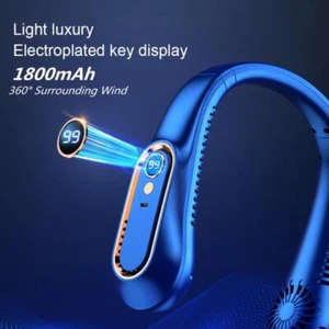 Hanging Neck Fan Digital Display USB Rechargeable Fan Portable Bladeless Mute - Picture 1 of 13