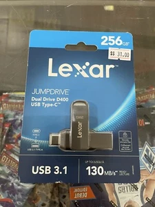 Lexar 256GB JumpDrive Dual Drive D400 USB 3.2 Type-C And Type-A Flash Drive For - Picture 1 of 2