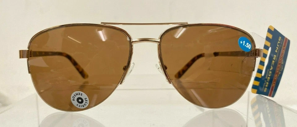 NOVO ÓCULOS VIENA +1.50 LEITORES DE SOL PREMIUM Óculos de Leitura Aviador Bi-Focal - Imagem 1 de 4