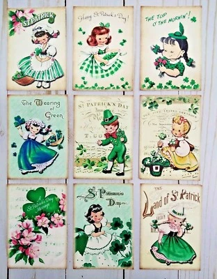 9 St. Patty's estilo retro~hechas a mano~tarjetas de bolsillo~diarios~artesanías~libro de recortes Foto 1 de 3