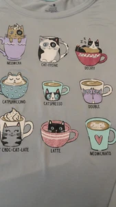 Secret Treasures Sz L Woman's Cat Coffee Top Long Sleeve Gray - Picture 1 of 11