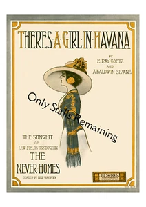 Art Deco Poster - There's A Girl In Havana - A4 Wall Art Print  On 250 GSM Card - Picture 1 of 2