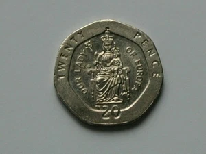 Gibraltar (British) 2001 20 PENCE Coin AU+ with Toned-Lustre & 7-Sided Shape - Picture 1 of 2