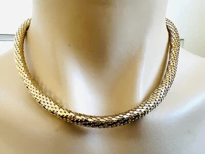 Collar de cadena gargantilla chapado en oro de plata de ley 925 redonda escamas de serpiente 17,5" L - Imagen 1 de 11