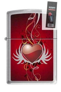 Zippo 6833 heart and wings brushed chrome DISCONTINUED Rare Lighter + FLINT PACK - Picture 1 of 1
