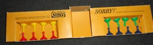 Set of Vintage 1950 Sorry Replacement Pieces Parts - Set of 4 ( 1 each color ) - Picture 1 of 3