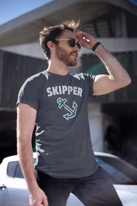 Skipper Anchor T Shirt - Sailor T Shirt - Sailing, Boating, Yachting, XS to 5XL - Picture 1 of 5