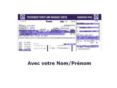 - - SANS MARQUE/GÉNÉRIQUE - Lost -schein Flug- Oceanic Flug 815 + Ihrer Namen Personalisiert Airline Ticket