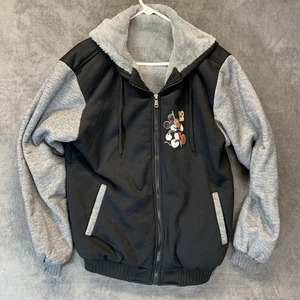 Giacca con cappuccio e zip Topolino "90 anni" anniversario fodera sherpa nero e grigio - Foto 1 di 15