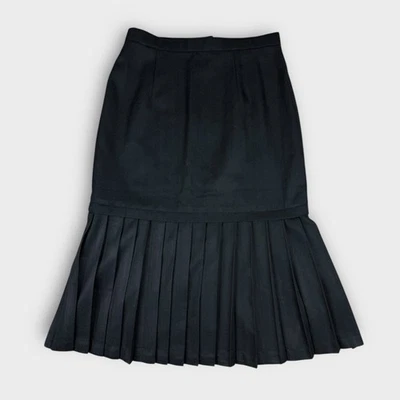 Falda midi plisada negra M cintura alta modesta elegante oficina academia caprichosa Foto 1 de 4