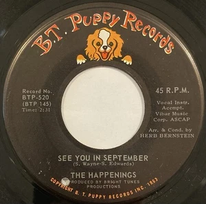 The Happenings – See You In September – B.T. Puppy Records BTP-520 – 1966 45RPM - Imagen 1 de 4
