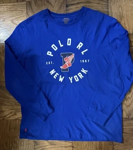 Polo Ralph Lauren Langarmshirt mit Rundhalsausschnitt - royal mit Grafikdruck - Größe: Large - Bild 1 von 1