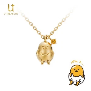 U-TREASURE Sanrio Gudetama Necklace Silver Yellow Gold Coating Japan Authentic - Picture 1 of 4