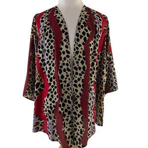 Bob Mackie Cheetah Print Woven Camel Spice Cardigan Top Size XL New 9595 - Picture 1 of 6