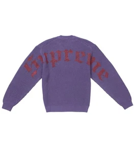 Supreme SS25 Old English Printed Logo Cotton Sweater PURPLE  SZ Medium  NEW - Picture 1 of 6