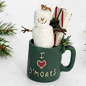 Original S'mores I LOVE S'MORES Schneemann in Tasse Ornament Midwest Cannon Falls Vintage - Bild 1 von 3