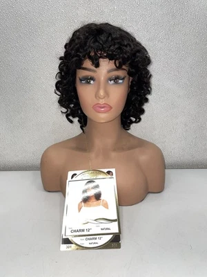 Peluca de cabello humano negra con tapa completa Indu Gold Charm 12" Foto 1 de 4