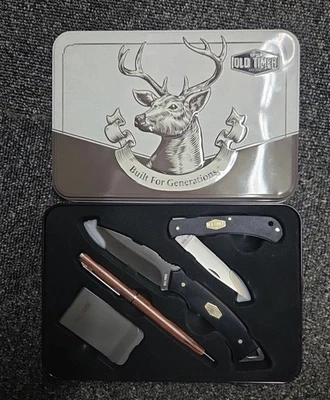 Old Timer Limited Edition Gift Set Pocketknives, Money Clip, Pen, Collector Tin. - Image 1 of 4
