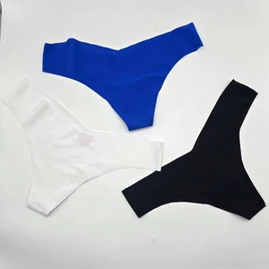 Commando Thong Womens M/L Black White Classic Solid 3-Pack Seamless Made USA - Picture 1 of 15