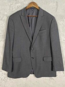 Jos A Bank Blazer Mens 46R Gray Windowpane Slim Fit Wool Stretch Career Event - Picture 1 of 11