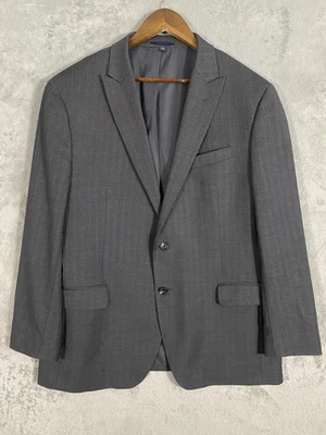 Jos A Bank Blazer Mens 46R Gray Windowpane Slim Fit Wool Stretch Career Event - Image 1 of 4