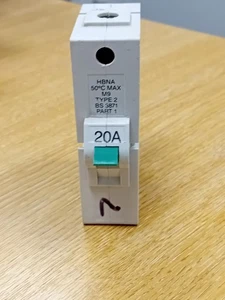 Federal Electric HBNA Stab-Lok 20 Amp Single Phase Type 2 MCB to BS3871 Part 1. - Picture 1 of 8
