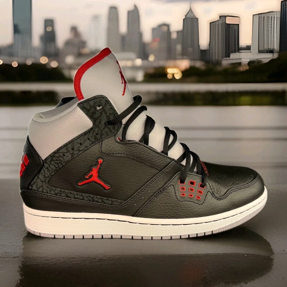 Zapatilla deportiva Jordan 1 Flight Mid para hombre - negra/gris/roja Foto 1 de 4