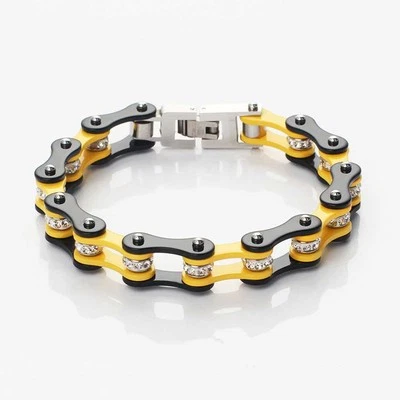 Pulseras para damas negras motociclista bicicleta motocicleta cadena pulseras acero inoxidable Foto 1 de 4