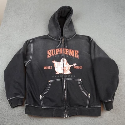 Толстовка с капюшоном мужская Supreme True Religion XL черная на молнии графическая выцветшая - Изображение 1 из 4