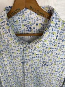 Rhoback Golf Performance Polo Shirt Mens 2XL Blue Margarita Cocktail Drink AOP - Picture 1 of 12