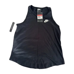 Neu mit Etikett! Nike Mädchen L Tank Top schwarz ärmelloses Oberteil, geschwungener Saum - Bild 1 von 9