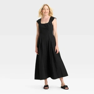 Women's Poplin Midi Dress - A New Day - Picture 1 of 14
