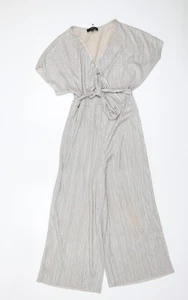 Next Women's Grey Striped Jumpsuit Size 12 - Picture 1 of 12