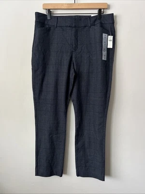 Pantalones de tiro alto Pixie azul marino antiguo a cuadros tobillo ajustados talla 14 nuevos con etiquetas carrera Foto 1 de 4