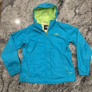 Giacca a vento The North Face donna grande verde acqua con cappuccio HyVent antipioggia full zip - Foto 1 di 14
