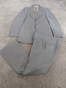De Colección Años 70 Gris 2 Piezas Traje Gángster Piernas Anchas Blazer TALON Cremallera 38R Pantalones 31X31 - Imagen 1 de 23