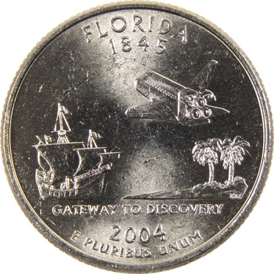 2004 P Florida State Quarter BU Uncirculated Clad 25c Coin - Image 1 of 4