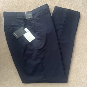 M&S Autograph slim Fit flat Front Chinos navy BNWT Waist 40 Length 31 - Picture 1 of 4