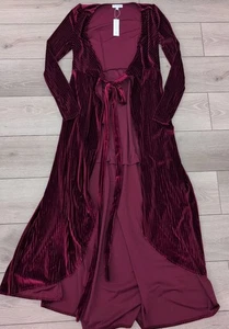 Maxi vestido envolvente Baltic Born para mujer XS rojo manga larga Jada acanalado terciopelo nuevo con etiquetas - Imagen 1 de 5