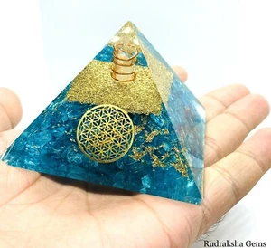 GROSSE REIKI ENERGIE AUFGELADENE AQUAMARINKRISTALL REICHLICHKEIT ORGONITPYRAMIDE - Bild 1 von 5