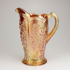 Antique Imperial Fieldflower Carnival Glass Water Pitcher, Marigold