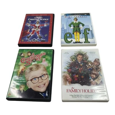 Christmas/Holiday Movie lot of 4 pre-owned, good Elf, Xmas Story, Xmas Vacation - Image 1 of 2